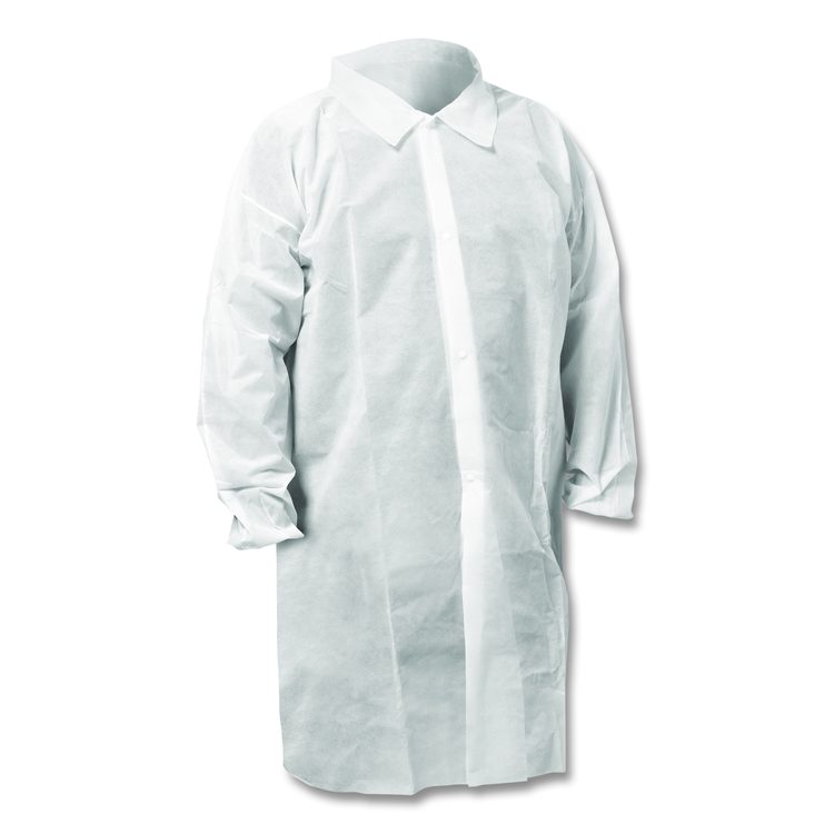 KGA10 Standard Weight Lab Coat for Non-Hazardous Particulate Protection, 3X-Large, White, 50/Carton