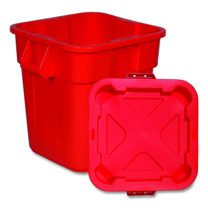 Square BRUTE Lid, 21.88w x 21.88d x 2.13h, Red, 6/Carton