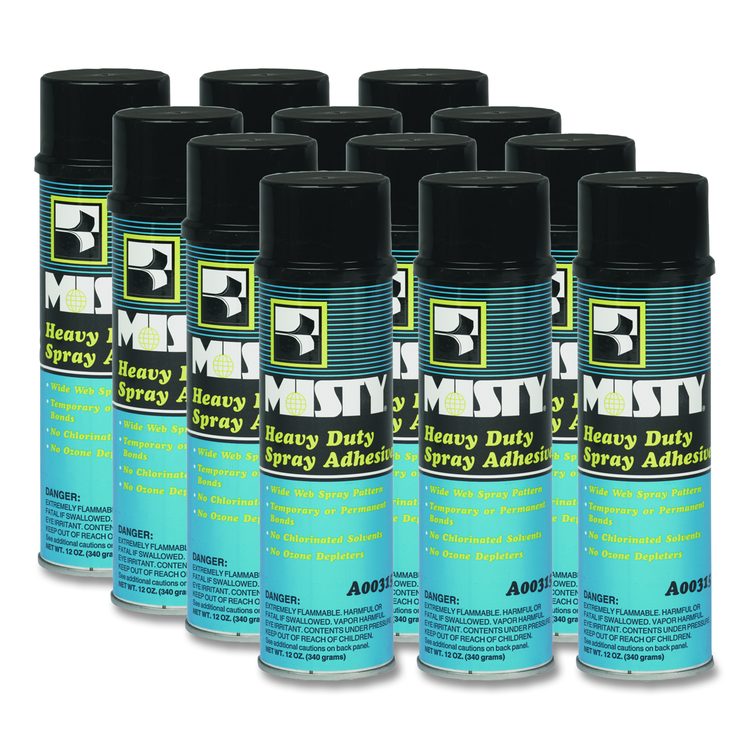 Heavy-Duty Adhesive Spray, 12 oz, Dries Clear, 12/Carton