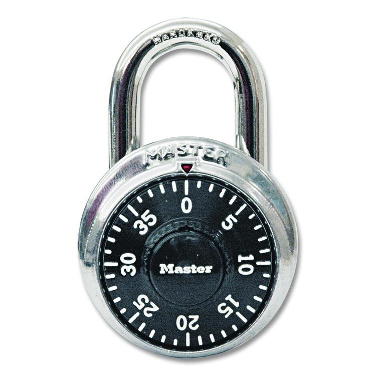 Combination Lock, Stainless Steel, 1.87" Wide, Silver/Black, 2/Pack