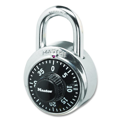 Combination Lock, Stainless Steel, 1.87" Wide, Silver/Black, 2/Pack