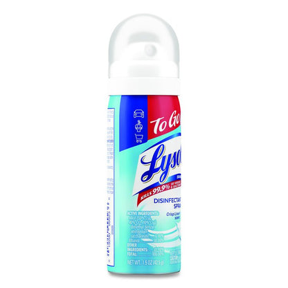 Disinfectant Spray To Go, Crisp Linen Scent, 1.5 oz Aerosol Spray, 12/Carton