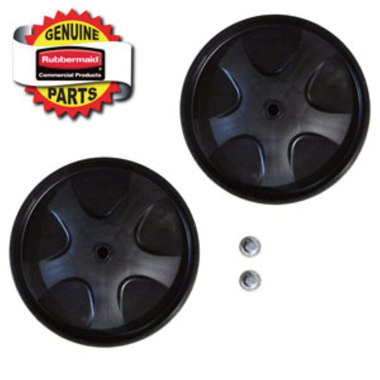 50-Gallon Rollout Wheels and Push Caps, Two 8" Wheels, Black