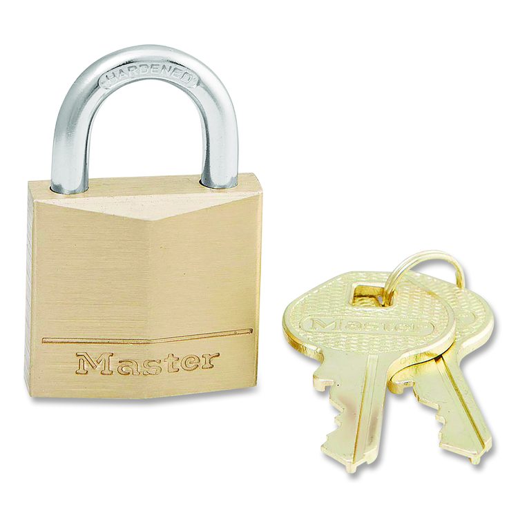 Three-Pin Brass Tumbler Locks, 0.75" Wide, 2 Locks and 2 Keys, 2/Pack