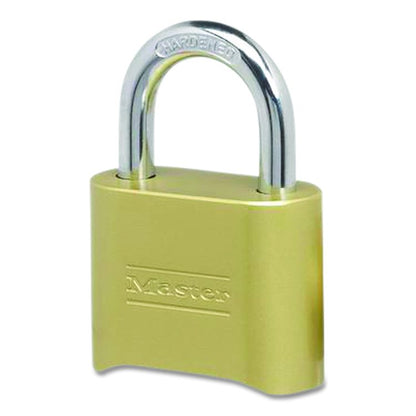 Resettable Combination Padlock, 2" Wide, Brass