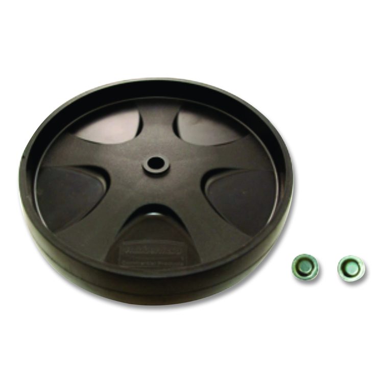 50-Gallon Rollout Wheels and Push Caps, Two 8" Wheels, Black