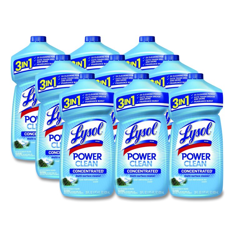 Power Clean Concentrated Multi-Surface Cleaner, Cool Adirondack Scent, 28 oz Pour Bottle, 9/Carton