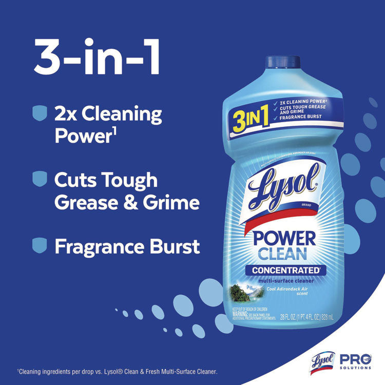 Power Clean Concentrated Multi-Surface Cleaner, Cool Adirondack Scent, 28 oz Pour Bottle, 9/Carton