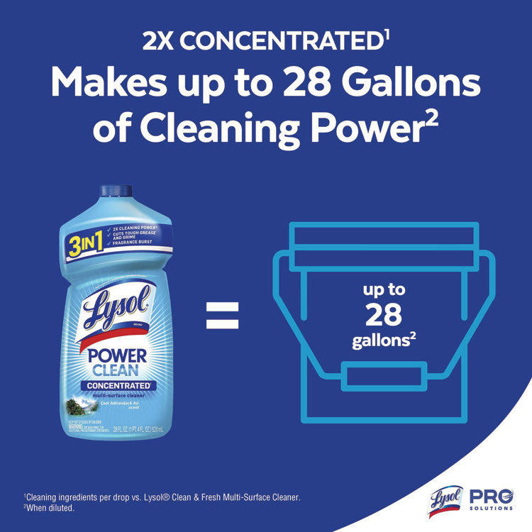 Power Clean Concentrated Multi-Surface Cleaner, Cool Adirondack Scent, 28 oz Pour Bottle, 9/Carton