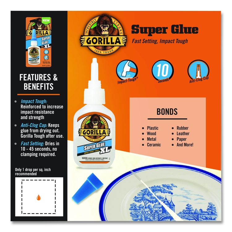 Super Glue, 0.88 oz, Dries Clear