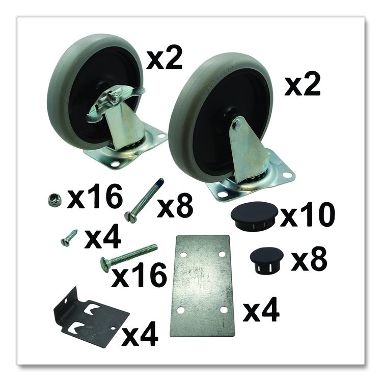 5-Inch Swivel and Rigid Plate Caster Kit with Hardware, Gray