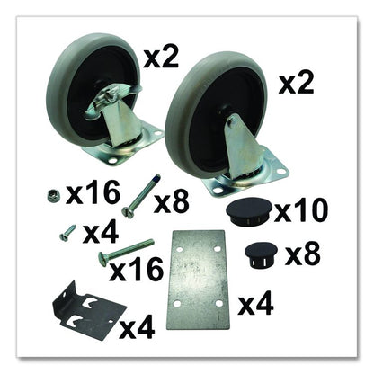 5-Inch Swivel and Rigid Plate Caster Kit with Hardware, Gray