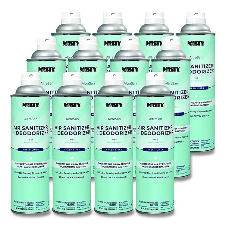 Handheld Air Sanitizer/Deodorizer, Fresh Linen, 10 oz Aerosol Spray, 12/Carton