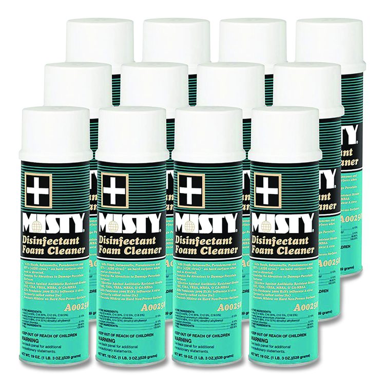 Disinfectant Foam Cleaner, Fresh Scent, 19 oz Aerosol Spray, 12/Carton