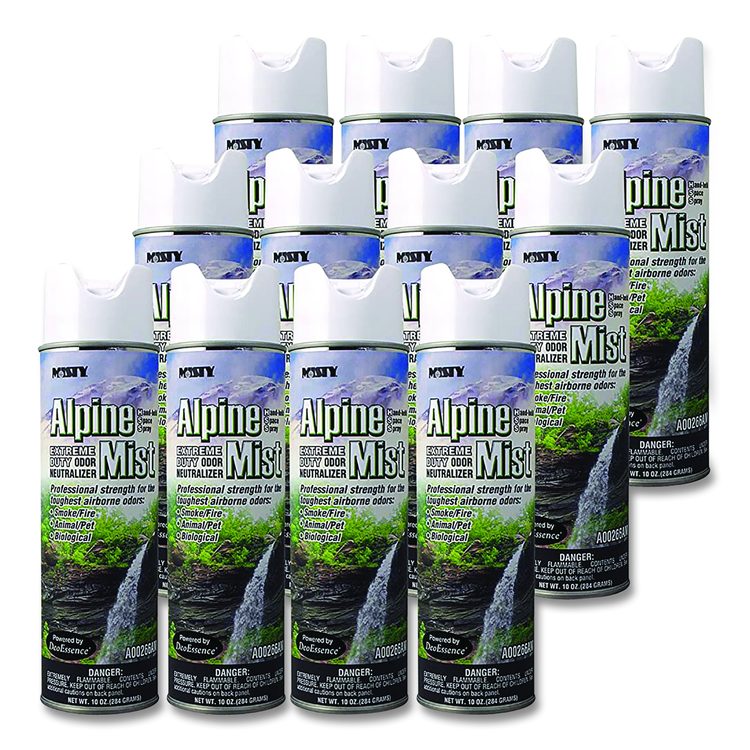 Hand-Held Odor Neutralizer, Alpine Mist, 10 oz Aerosol Spray, 12/Carton