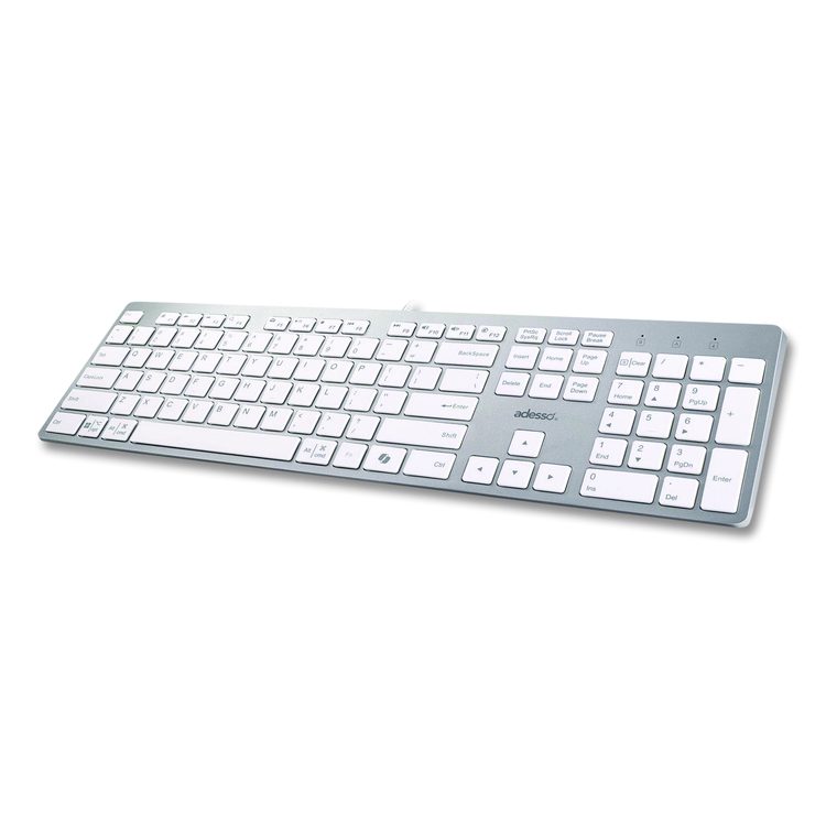 AKB-730UW Keyboard, Silver/White