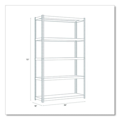Steel Shelving Unit with Particleboard Shelves, Five-Shelf, 36w x 18d x 72h, Steel, Black