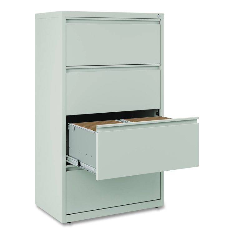 Lateral File, 4 Legal/Letter-Size File Drawers, Light Gray, 30" x 18.62" x 52.5"