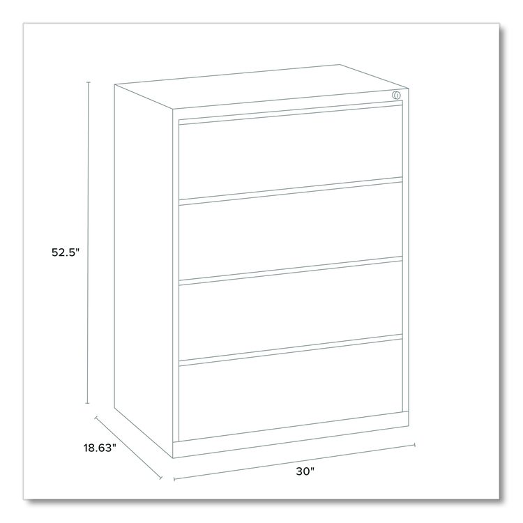 Lateral File, 4 Legal/Letter-Size File Drawers, Light Gray, 30" x 18.62" x 52.5"