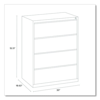 Lateral File, 4 Legal/Letter-Size File Drawers, Light Gray, 30" x 18.62" x 52.5"
