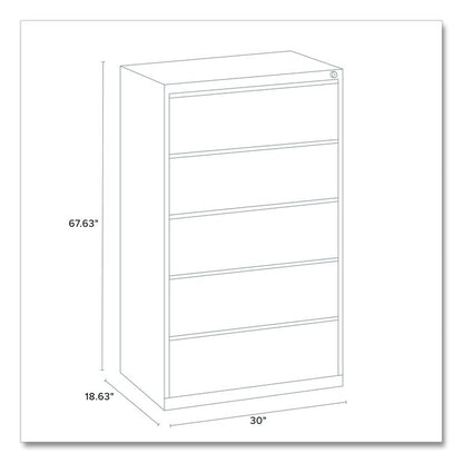 Lateral File, 5 Legal/Letter-Size File Drawers, Light Gray, 30" x 18.62" x 67.62"