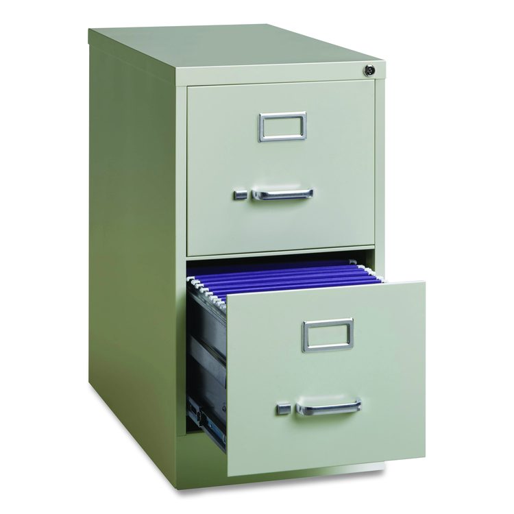 Two-Drawer Economy Vertical File, 2 Letter-Size File Drawers, Light Gray, 15" x 25" x 28.38"