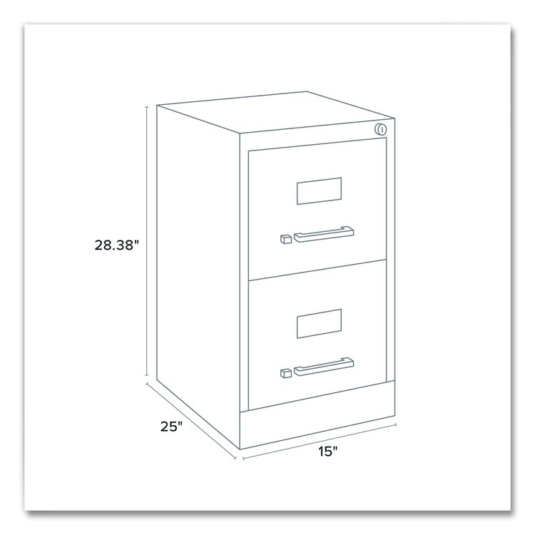 Two-Drawer Economy Vertical File, 2 Letter-Size File Drawers, Light Gray, 15" x 25" x 28.38"