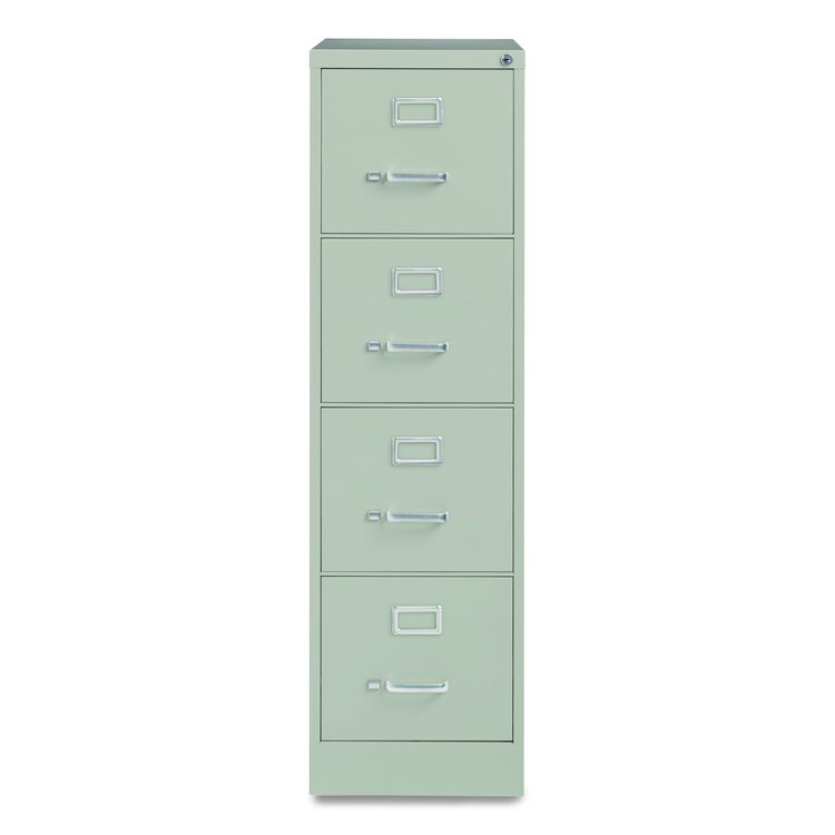 Economy Vertical File, 4 Letter-Size File Drawers, Light Gray, 15" x 25" x 52"