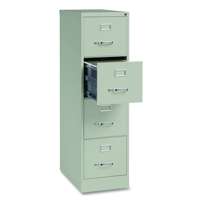 Economy Vertical File, 4 Letter-Size File Drawers, Light Gray, 15" x 25" x 52"