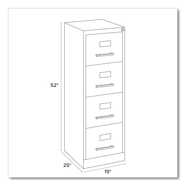 Economy Vertical File, 4 Letter-Size File Drawers, Light Gray, 15" x 25" x 52"