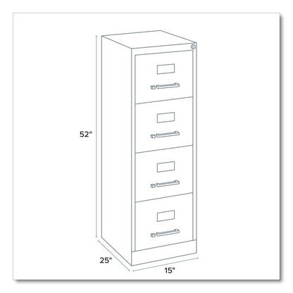 Economy Vertical File, 4 Letter-Size File Drawers, Light Gray, 15" x 25" x 52"