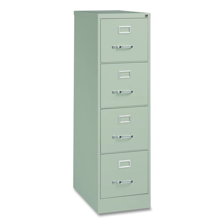 Economy Vertical File, 4 Letter-Size File Drawers, Light Gray, 15" x 25" x 52"