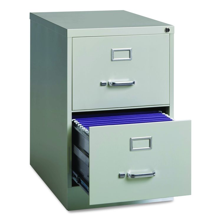 Two-Drawer Economy Vertical File, 2 Legal-Size File Drawers, Light Gray, 15" x 25" x 28.38"