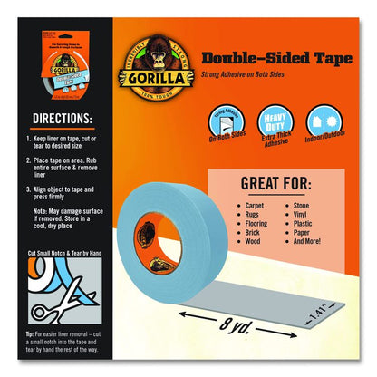 Double-Sided Tape, 3" Core, 1.4" x 8 yds, Gray