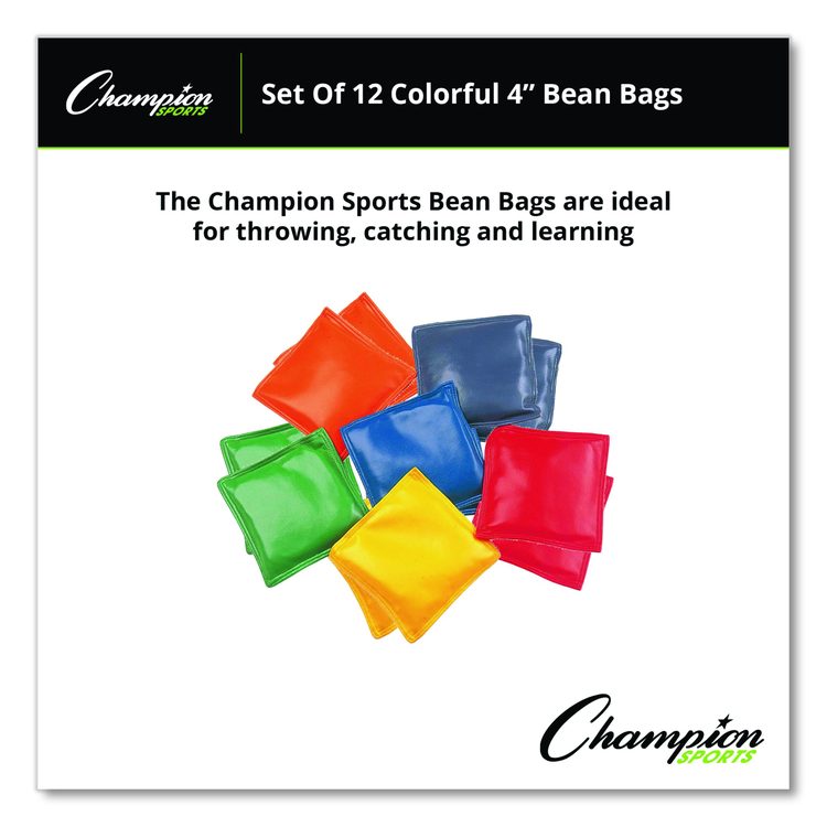 Bean Bag Set, Vinyl, 4", Assorted Colors, 12/Box