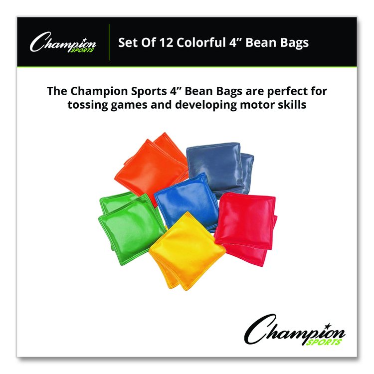 Bean Bag Set, Vinyl, 4", Assorted Colors, 12/Box