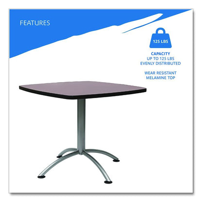 CafeWorks Cafe-Height Table, Square, 36" x 36" x 30", Walnut/Silver
