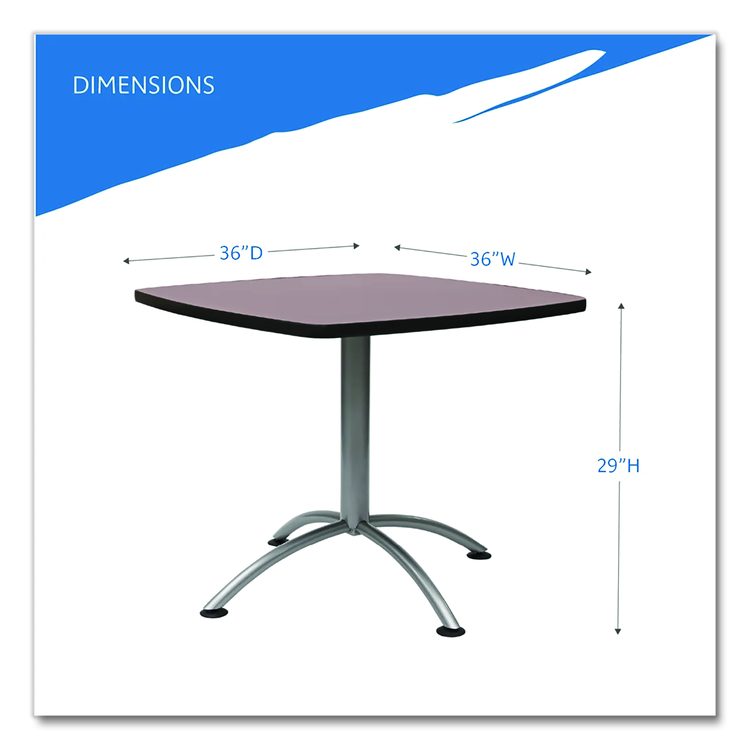CafeWorks Cafe-Height Table, Square, 36" x 36" x 30", Walnut/Silver
