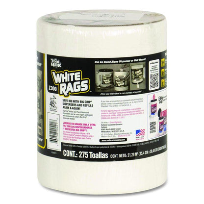 Z300 Wipers Big Grip Refill, 1-Ply, 10 x 12, White, 6/Carton