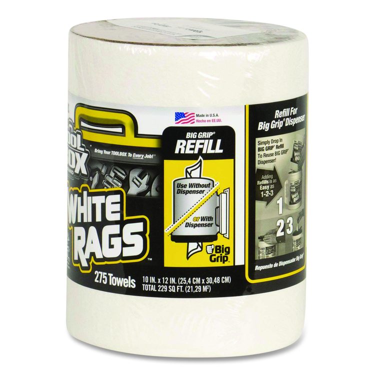 Z300 Wipers Big Grip Refill, 1-Ply, 10 x 12, White, 6/Carton