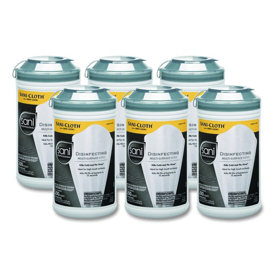 Disinfecting Multi-Surface Wipes, 7.5 x 5.38, White, 200/Canister, 6 Canisters/Carton