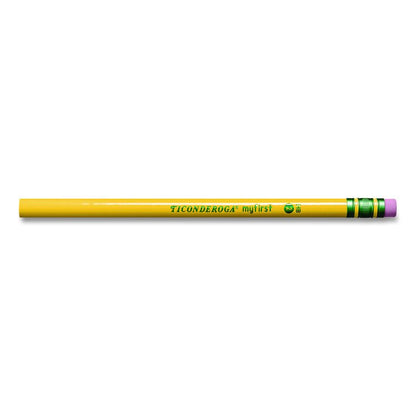 Ticonderoga Beginners Woodcase Pencil with Eraser and Microban, HB (#2), Black Lead, Yellow Barrel, 12/Pack