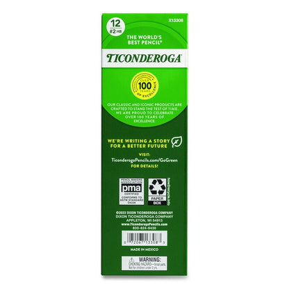 Ticonderoga Beginners Woodcase Pencil with Eraser and Microban, HB (#2), Black Lead, Yellow Barrel, 12/Pack