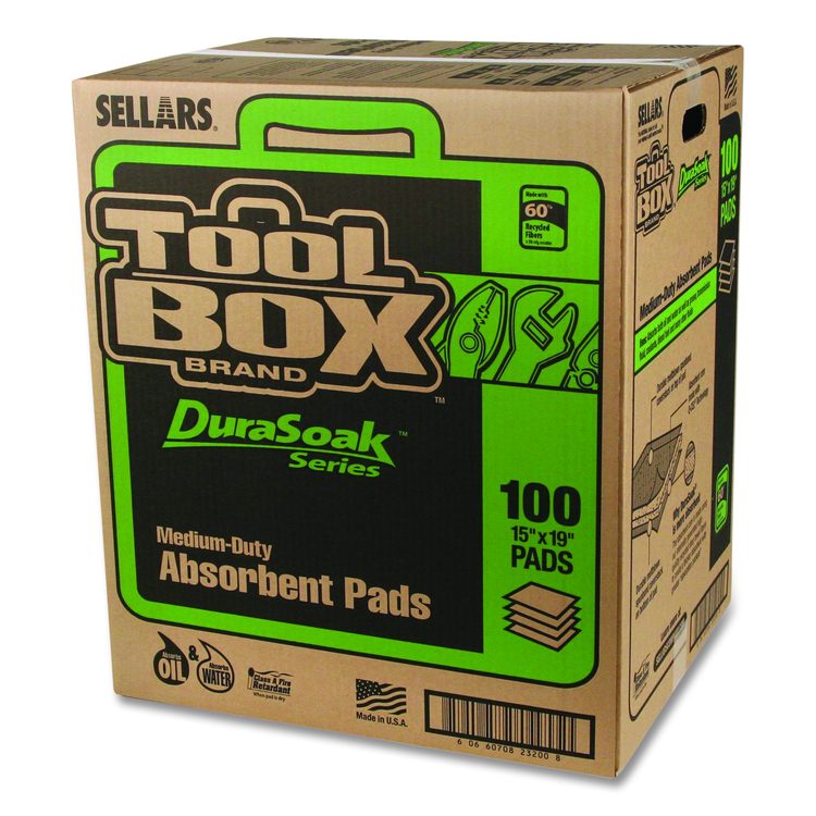 DuraSoak Universal Sorbents Medium Duty Pad, 0.26 gal, 15 x 19, 100/Carton