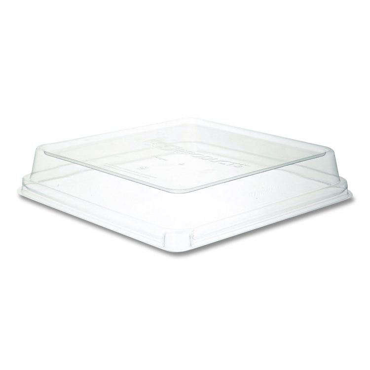 Renewable and Compostable Lids, 8.8 x 8.8 x 1.64, Clear, Plastic, 200/Carton