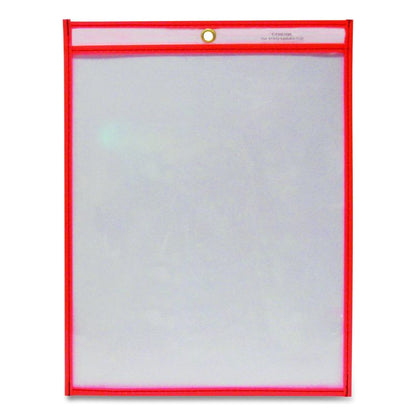Reusable Dry Erase Pockets, Super Heavy-Duty, Top Load 9 x 12 Insert, Clear Front, Neon Red Border, 30/Pack