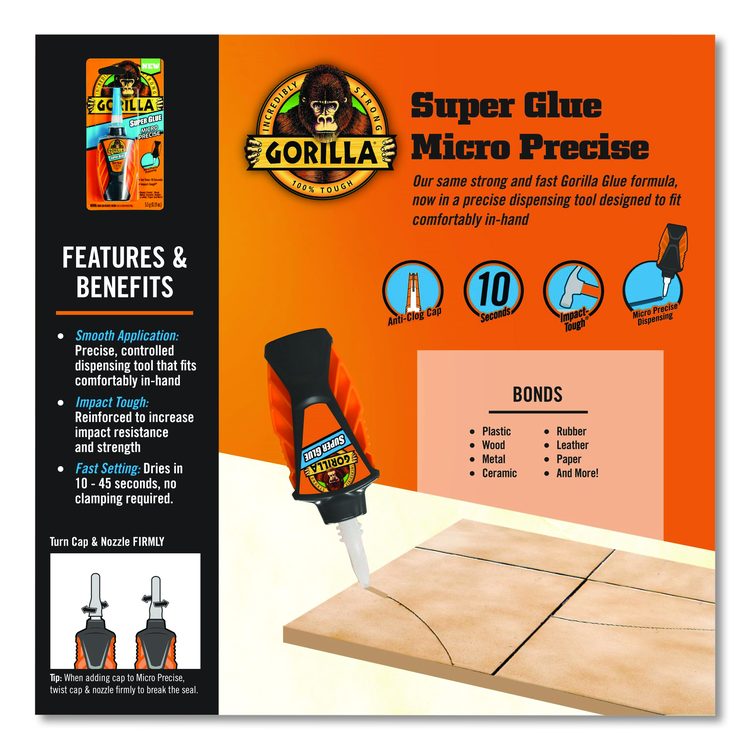 Super Glue Micro Precise, 0.18 oz, Dries Clear