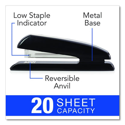 Durable Full Strip Desk Stapler, 25-Sheet Capacity, Black
