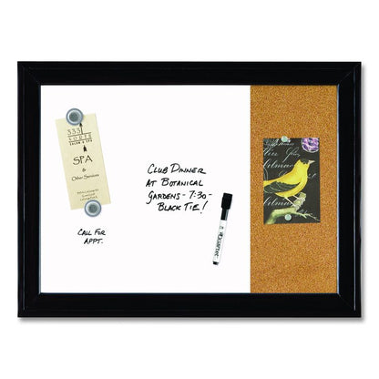 Home Decor Combo Magnetic Dry Erase/Bulletin Board, 23" x 17", Tan/White Surface, Black Wood Frame