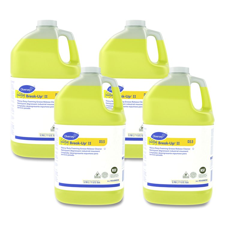 Suma Break-Up II D3.5 Heavy-Duty Foaming Grease-Release Cleaner, 128 oz Bottle, 4/Carton